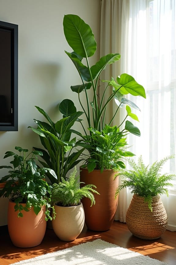 healthy plants in corners