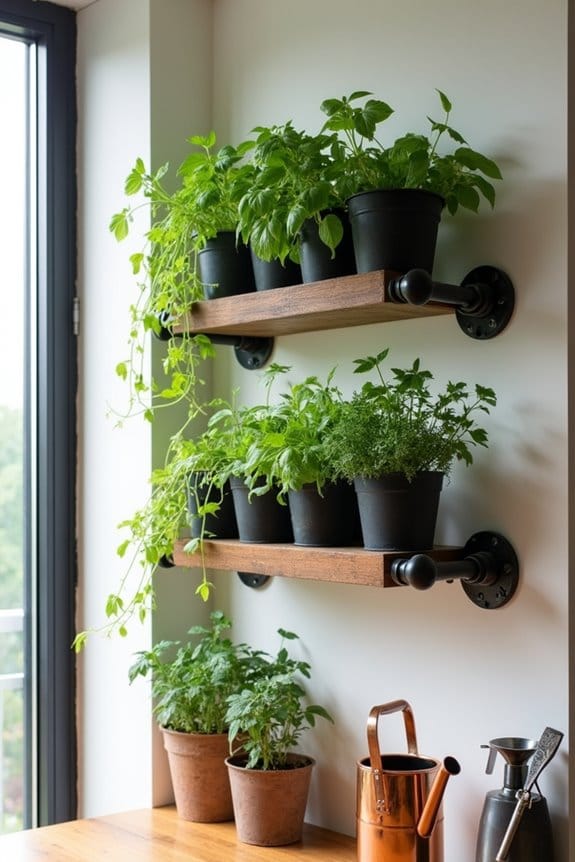 industrial pipe shelf garden