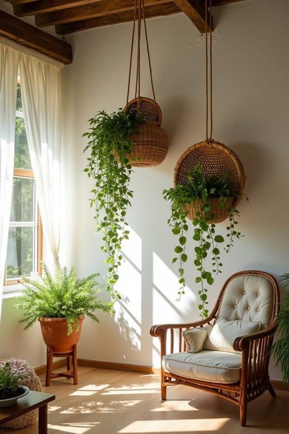 natural woven hanging baskets